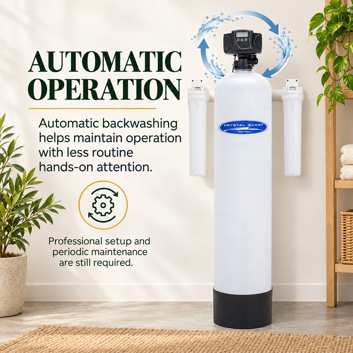 Crystal Quest whole house arsenic filter automatic backwashing operation
