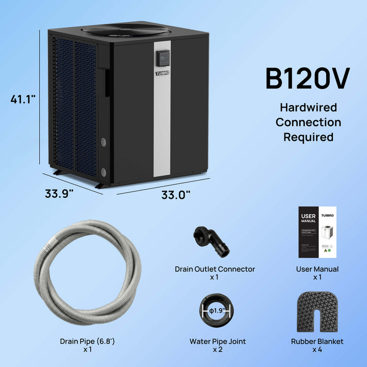 TURBRO Beluga Inverter Top Discharge Pool Heat Pump, 120K/160K BTU