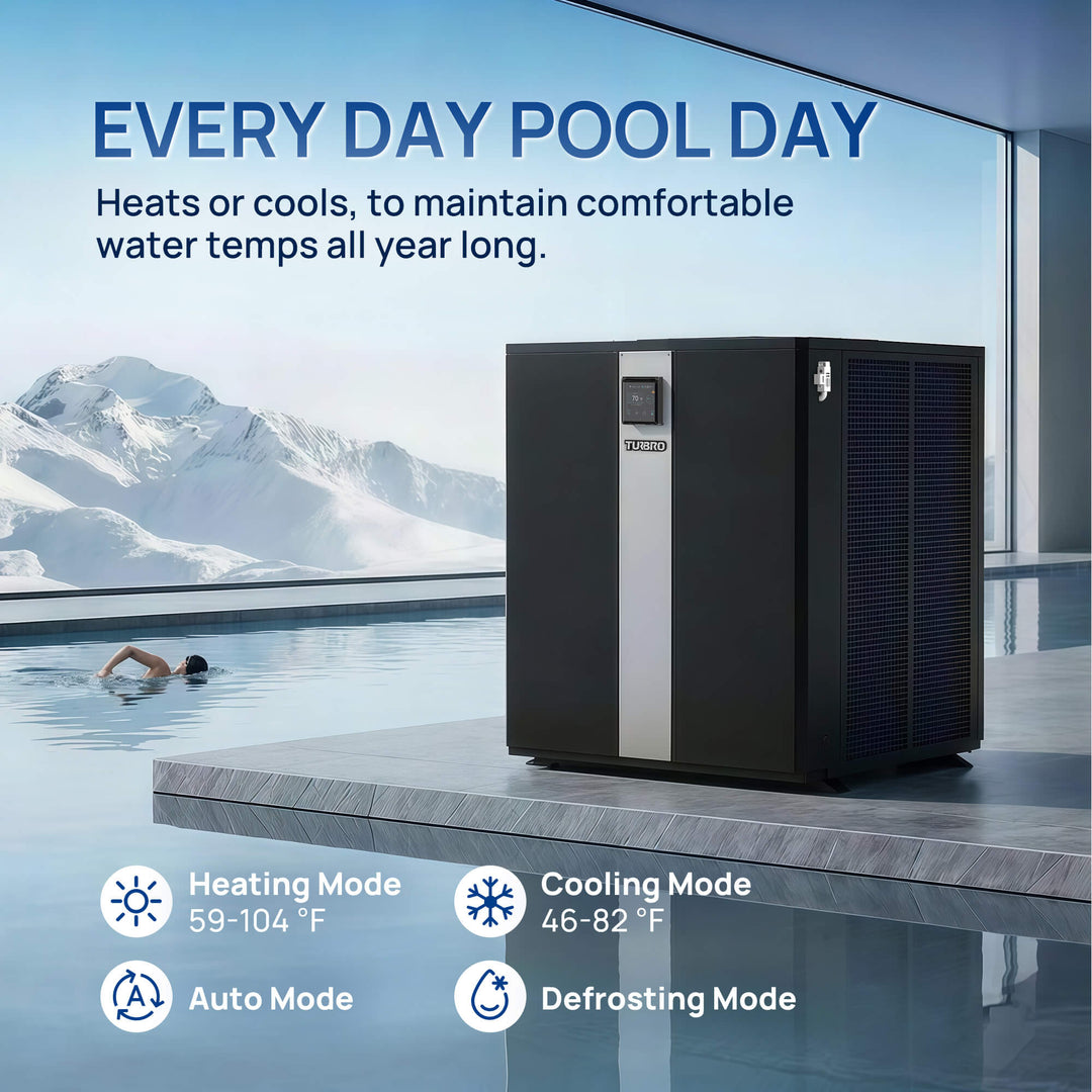 TURBRO Beluga Inverter Top Discharge Pool Heat Pump, 120K/160K BTU