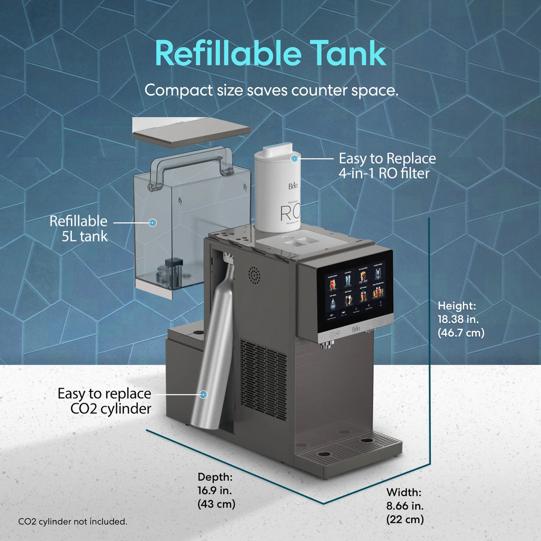 Brio Q60 4-Stage Reverse Osmosis Sparkling Countertop Water Dispenser CLCTPOU60UVRO1