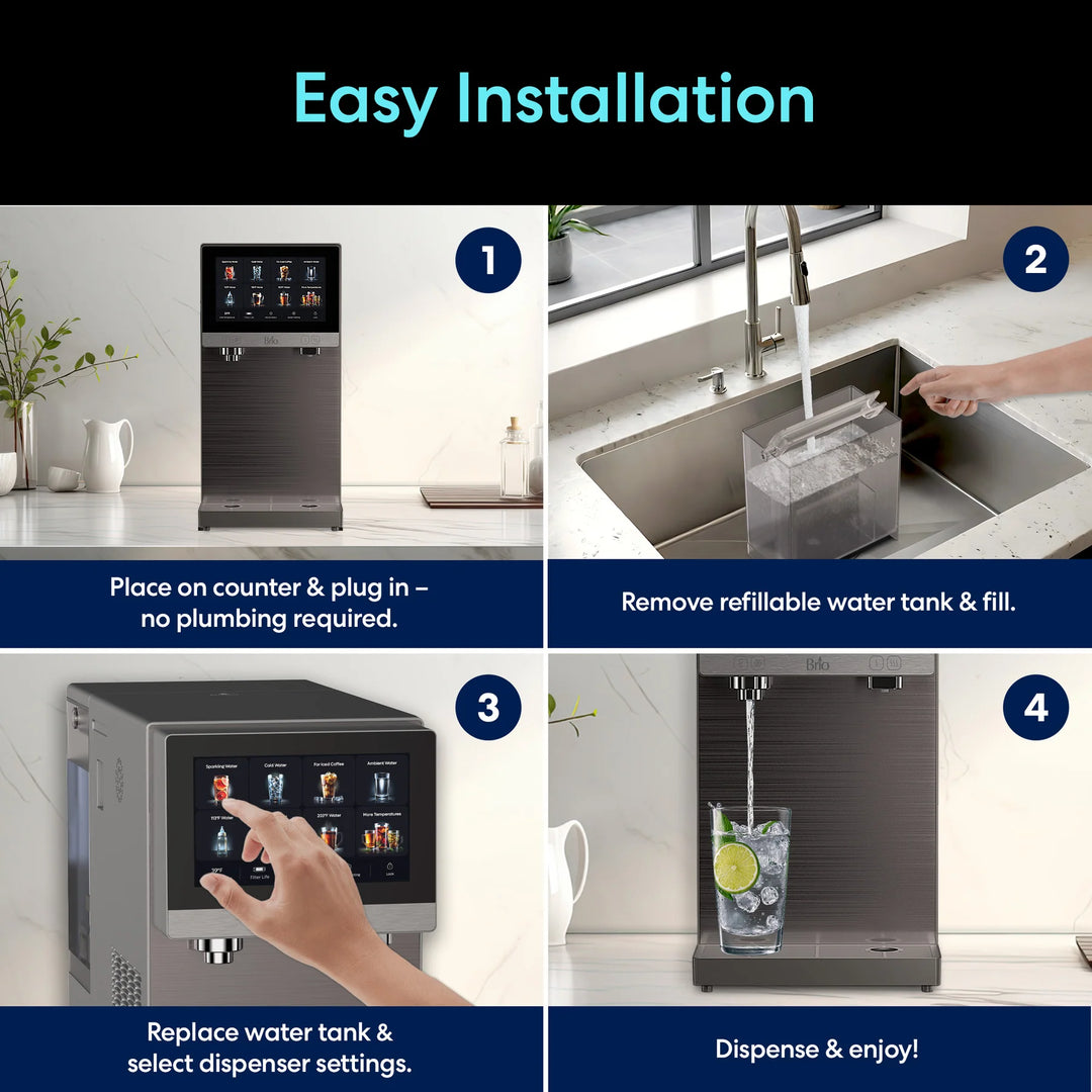 Brio Q60 4-Stage Reverse Osmosis Sparkling Countertop Water Dispenser CLCTPOU60UVRO1