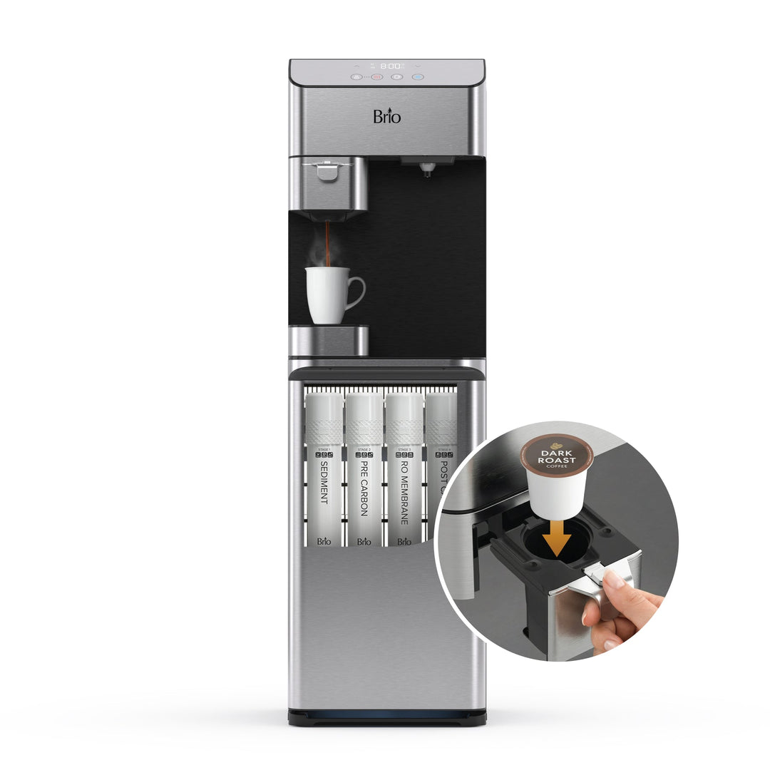 Brio Moderna 4-Stage Reverse Osmosis Coffee Maker &amp; Bottleless Water Cooler Dispenser CLPOU730UVRO4CF