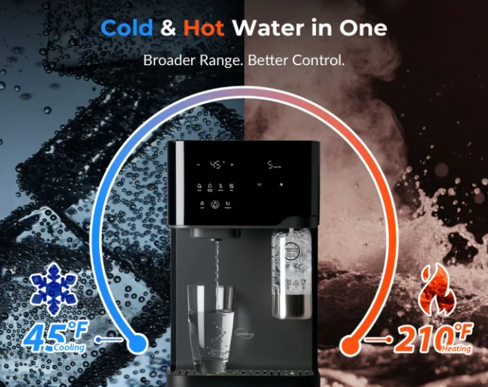 iSpring Sparkling Water Maker with UV, Hot &amp; Cold Countertop Reverse Osmosis Water Filter RCD100SPKHC