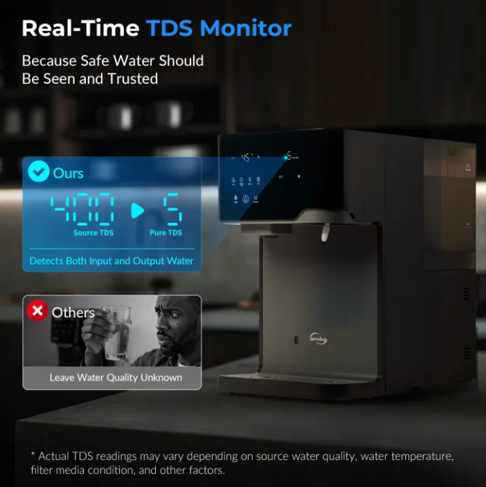 iSpring Sparkling Water Maker with UV, Hot &amp; Cold Countertop Reverse Osmosis Water Filter RCD100SPKHC