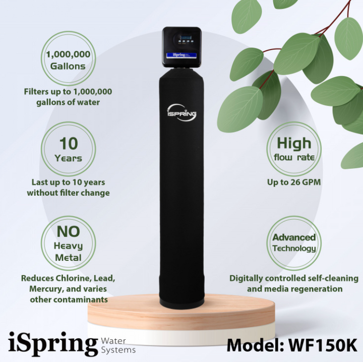 iSpring WF150K Whole House Water Filtration with Smart Control Valve