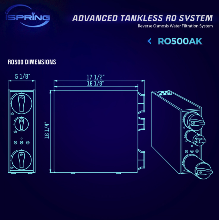 iSpring RO500AK-BN UVF8 Tankless RO Water Filtration with Alkaline Remineralization