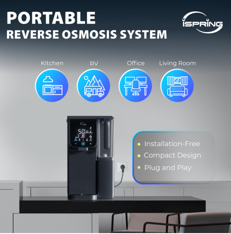 iSpring RCD100HCG Countertop Hot &amp; Cold RO Alkaline Water System