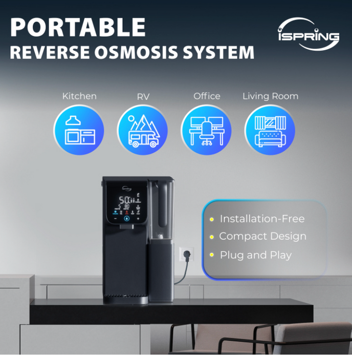 iSpring RCD100HCG Countertop Hot &amp; Cold RO Alkaline Water System