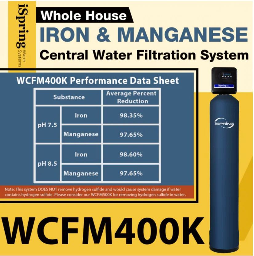 iSpring WCFM400K Whole House Iron and Manganese Water Filtration System