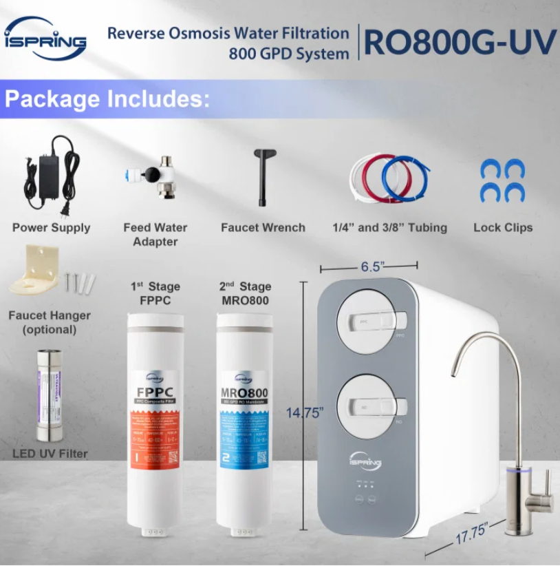 iSpring RO800G Tankless RO System with UVF8