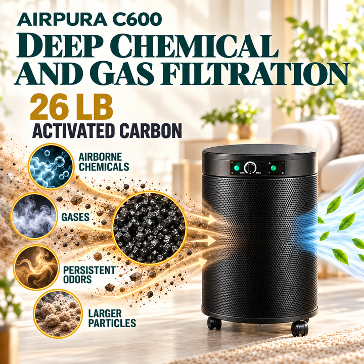 Airpura C600 chemical and gas filtration benefits