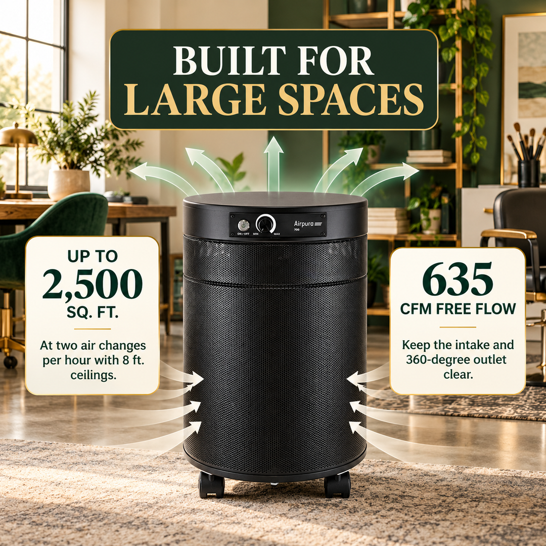 Airpura C700DLX large-space coverage and airflow guidance