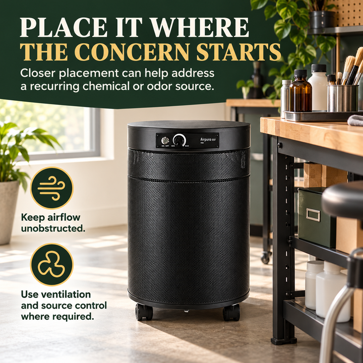 Airpura C700DLX source placement ventilation and airflow guidance