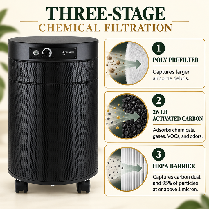 Airpura C700DLX three-stage chemical filtration