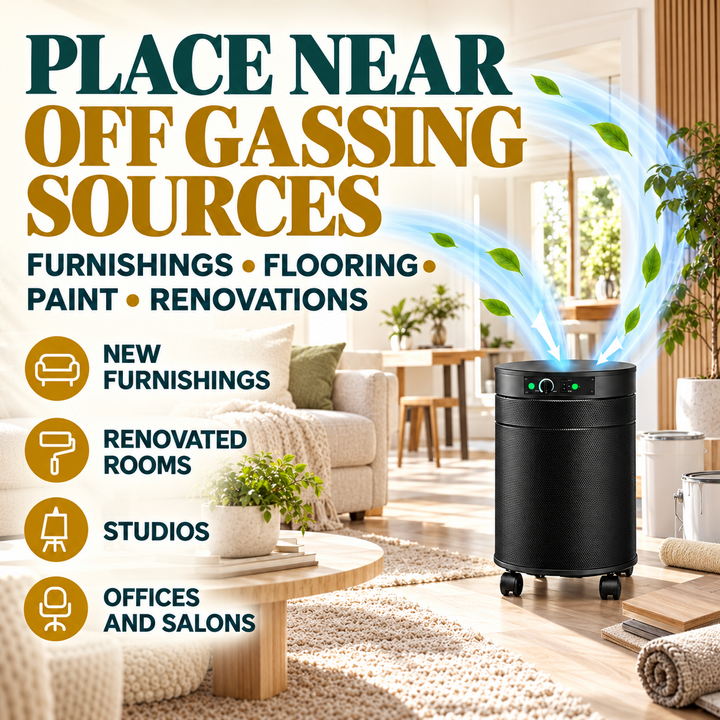 Airpura F614 off gassing placement guidance