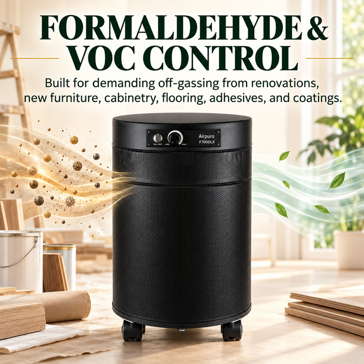 Airpura F700DLX formaldehyde and VOC control for demanding off-gassing