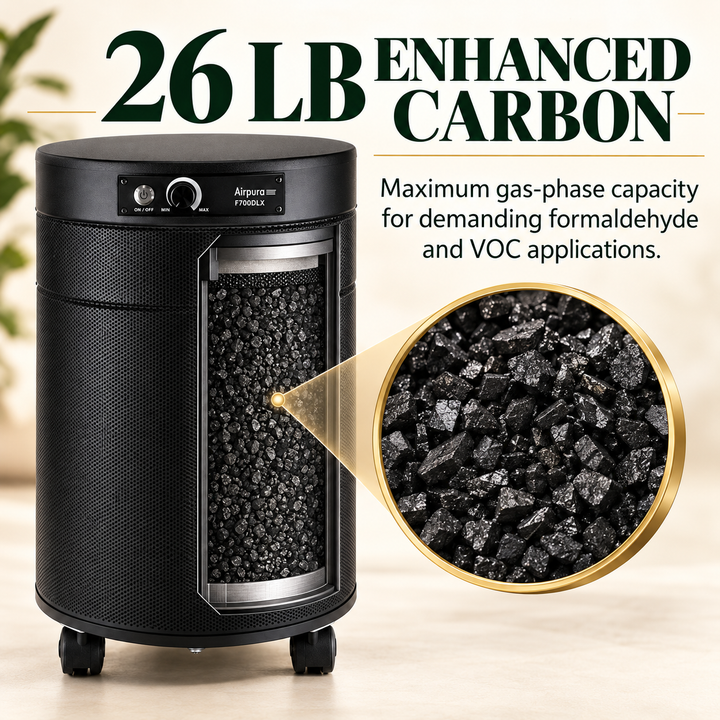 Airpura F700DLX 26 lb enhanced activated carbon capacity