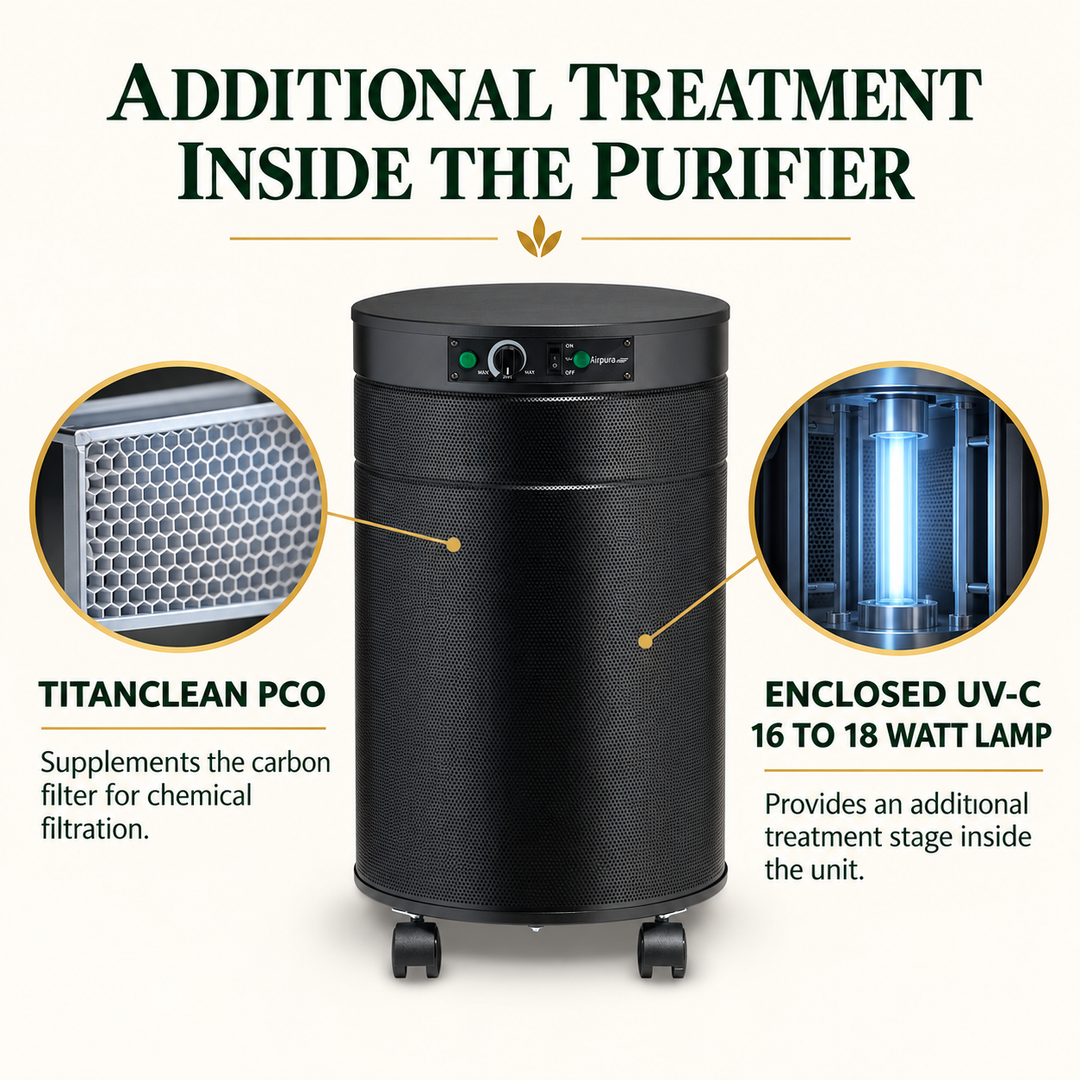 Airpura P600 TitanClean PCO and enclosed UV-C treatment