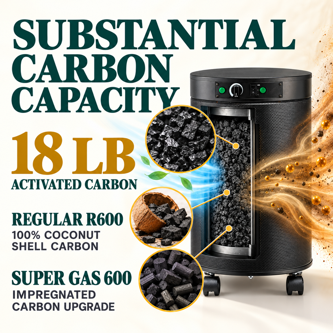 Airpura P614 plus 18 pound activated carbon with Regular R600 and Super Gas 600 choices