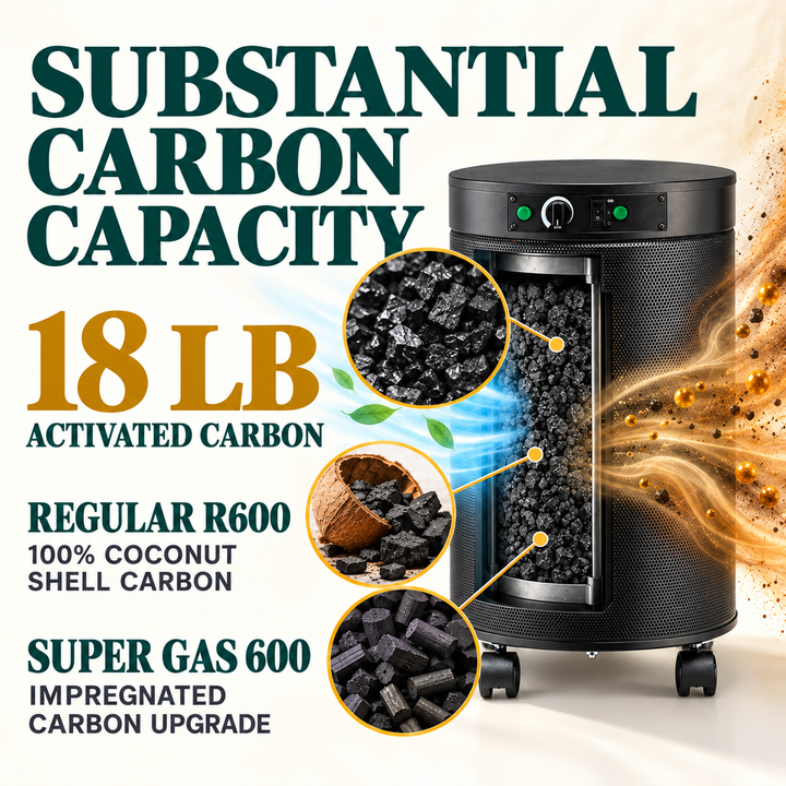 Airpura P614 plus 18 pound activated carbon with Regular R600 and Super Gas 600 choices