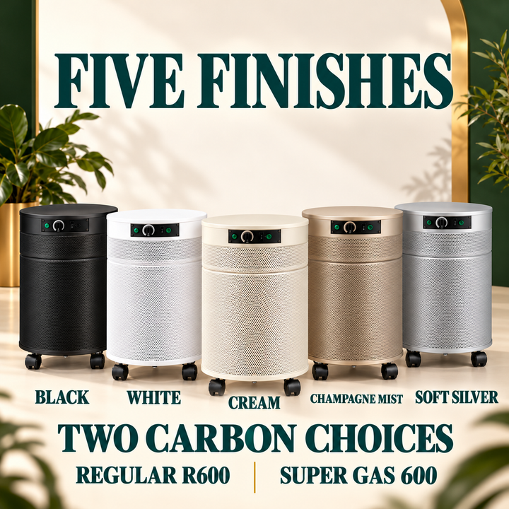 Airpura P614 plus five exterior finishes and Regular R600 or Super Gas 600 carbon choices