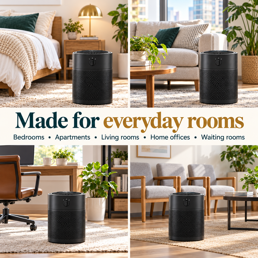 Airpura R400 placement in bedrooms, apartments, living rooms, home offices, and waiting rooms