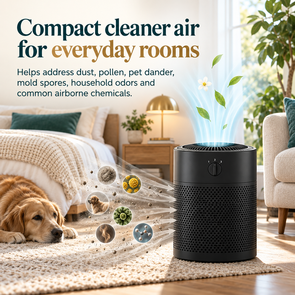 Airpura R400 compact air purifier for everyday particles, odors, and airborne chemicals