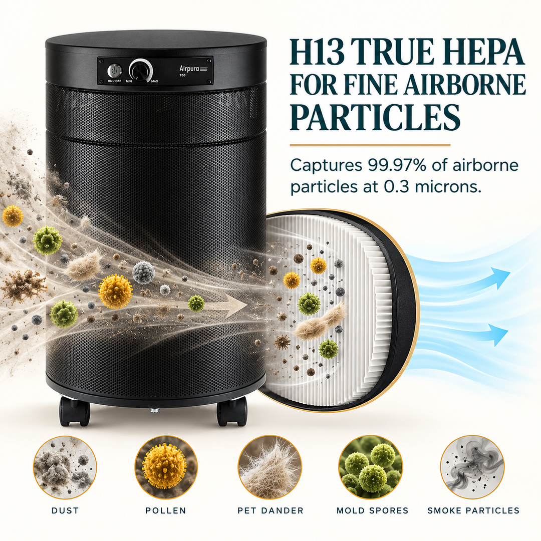 Airpura R700 H13 True HEPA filtration for fine airborne particles