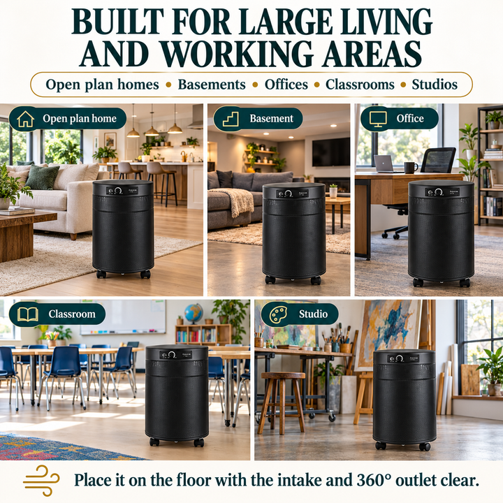 Airpura R700 placement in large living and working areas