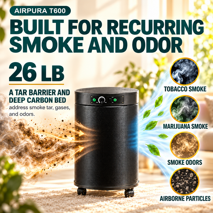Airpura T600 tobacco smoke and odor filtration benefits