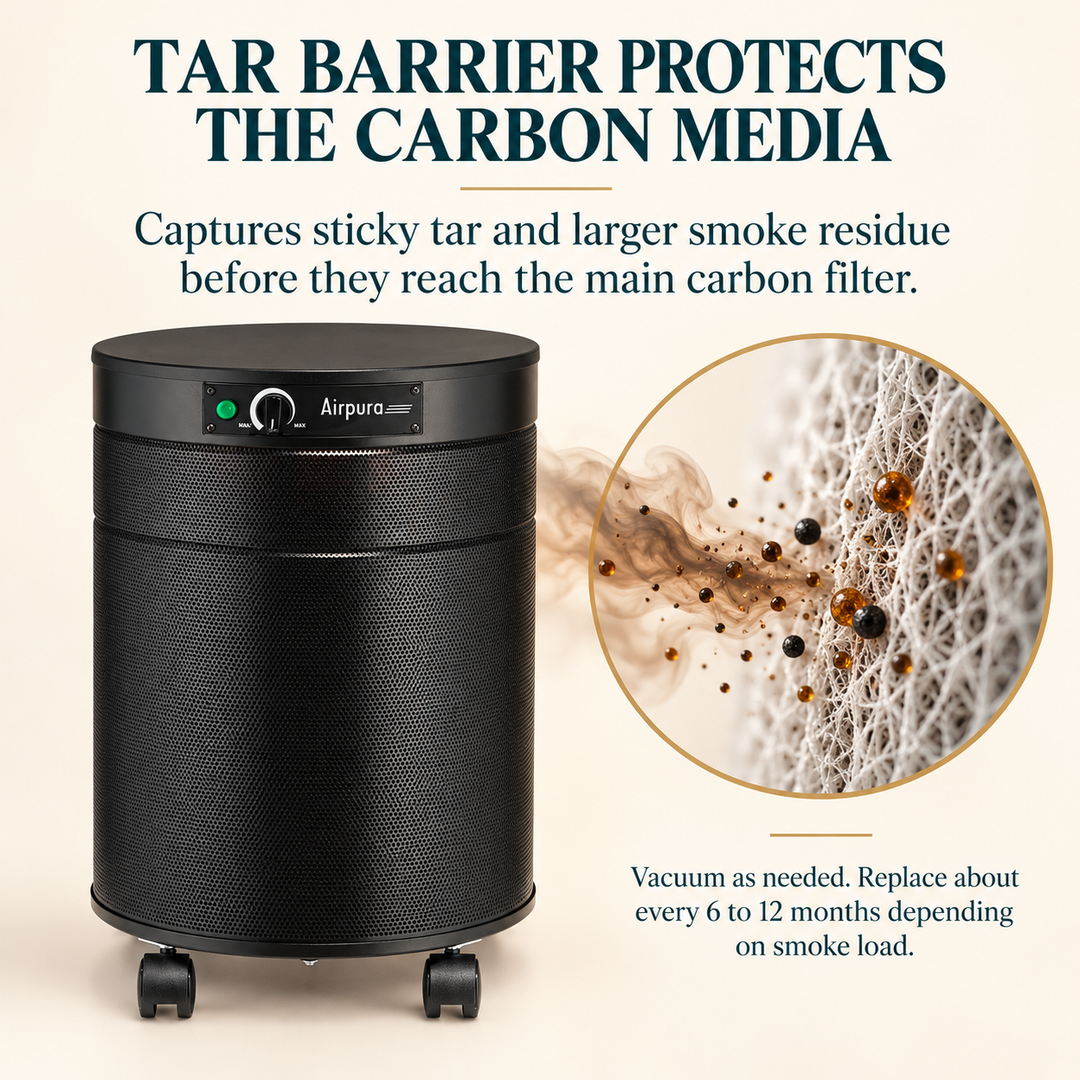 Airpura T600DLX TarBarrier protecting the activated carbon media
