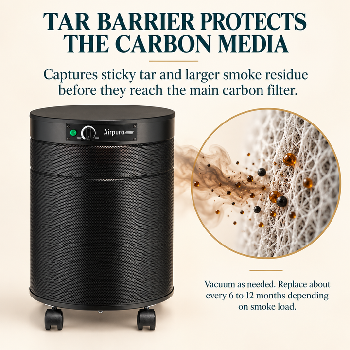 Airpura T600DLX TarBarrier protecting the activated carbon media