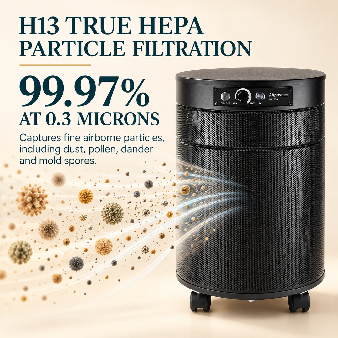 Airpura UV700 H13 True HEPA particle filtration performance