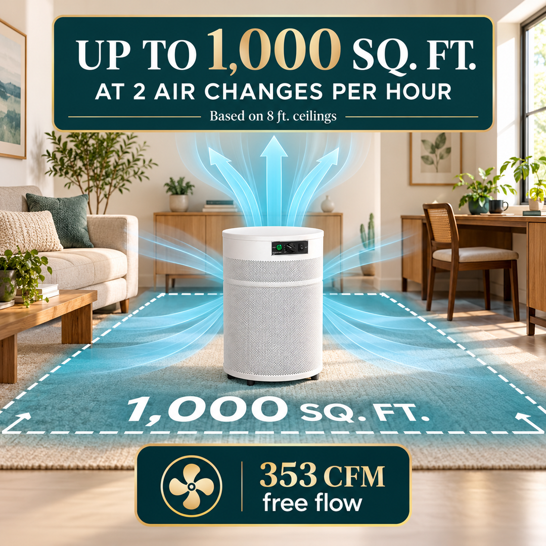 Airpura V400 coverage and airflow conditions