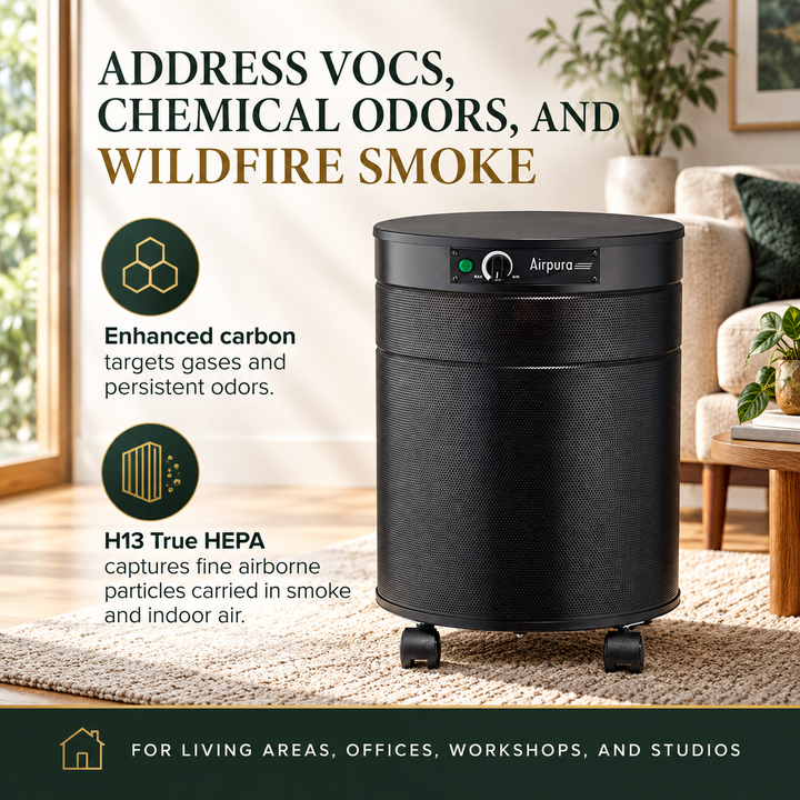 Airpura V600 benefits for VOCs, chemical odors, and wildfire smoke