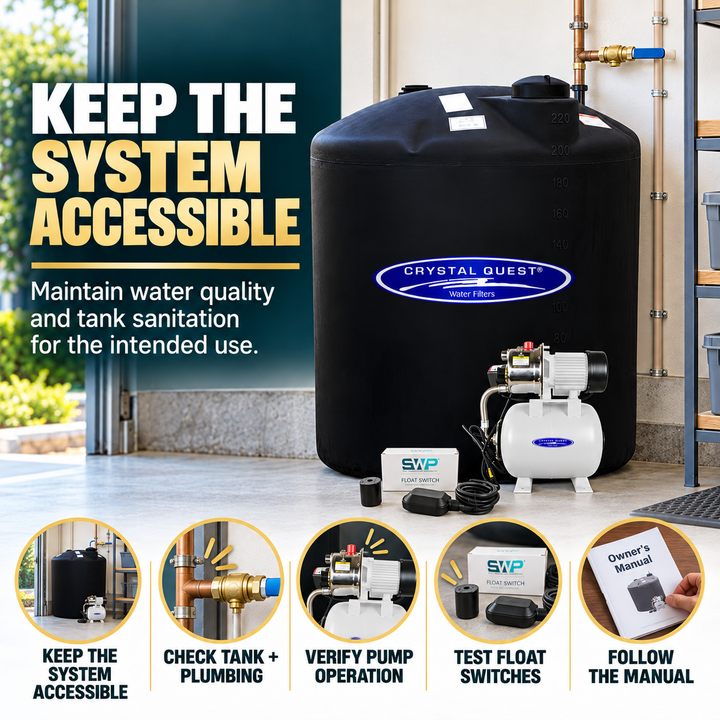 Routine care and accessible installation for the Crystal Quest 220 gallon tank kit