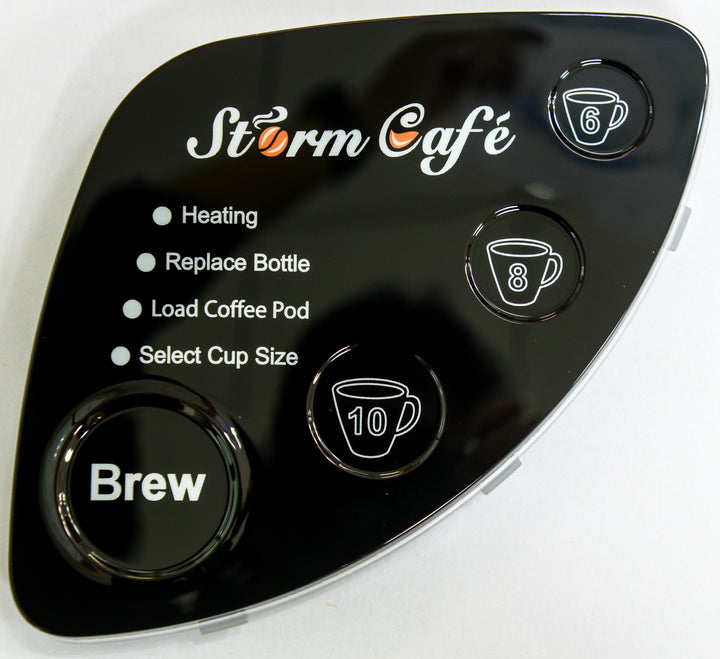 Crystal Mountain Storm Café controls with 6, 8 and 10 ounce brew selections
