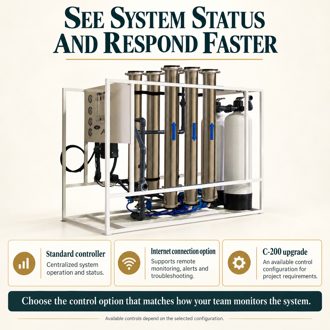 Crystal Quest commercial reverse osmosis monitoring and control options