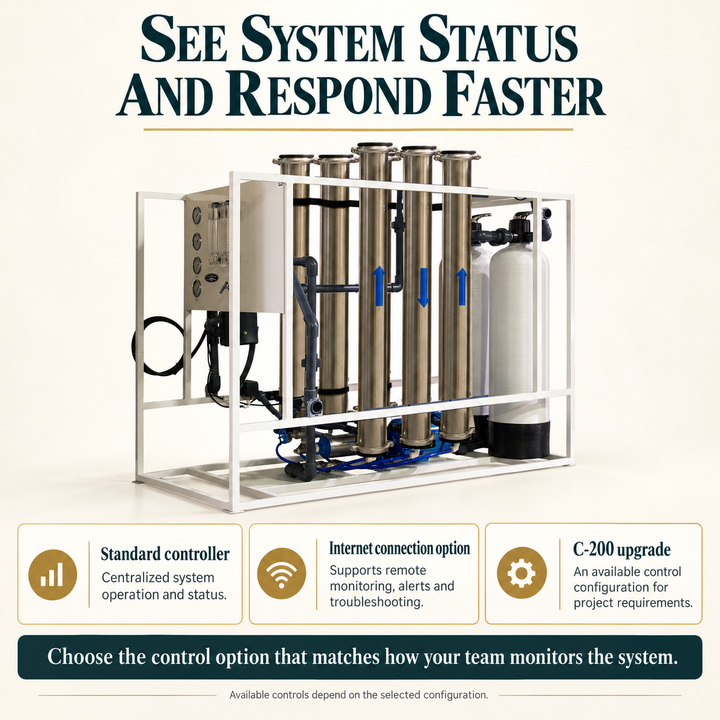 Crystal Quest commercial reverse osmosis monitoring and control options