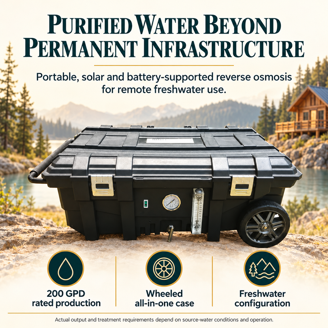 Crystal Quest Rover portable reverse osmosis for remote freshwater use