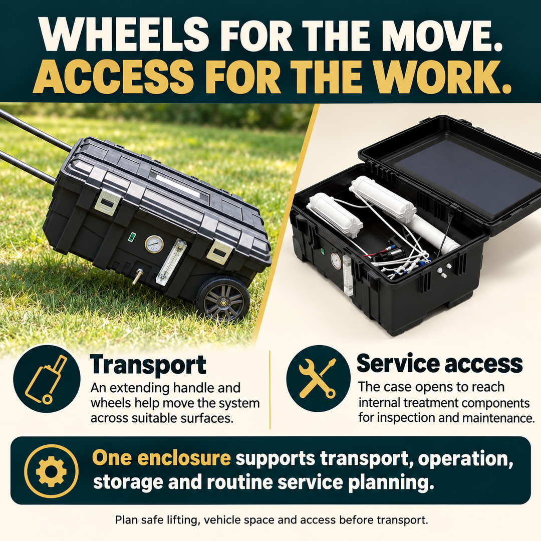Crystal Quest Rover wheeled transport and service access