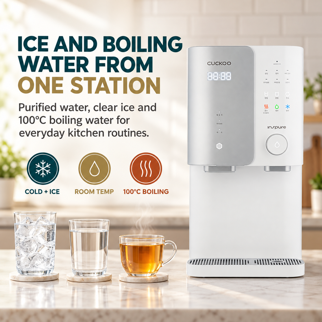 CUCKOO ZERO100 purified water, ice and 100 degree Celsius boiling water station