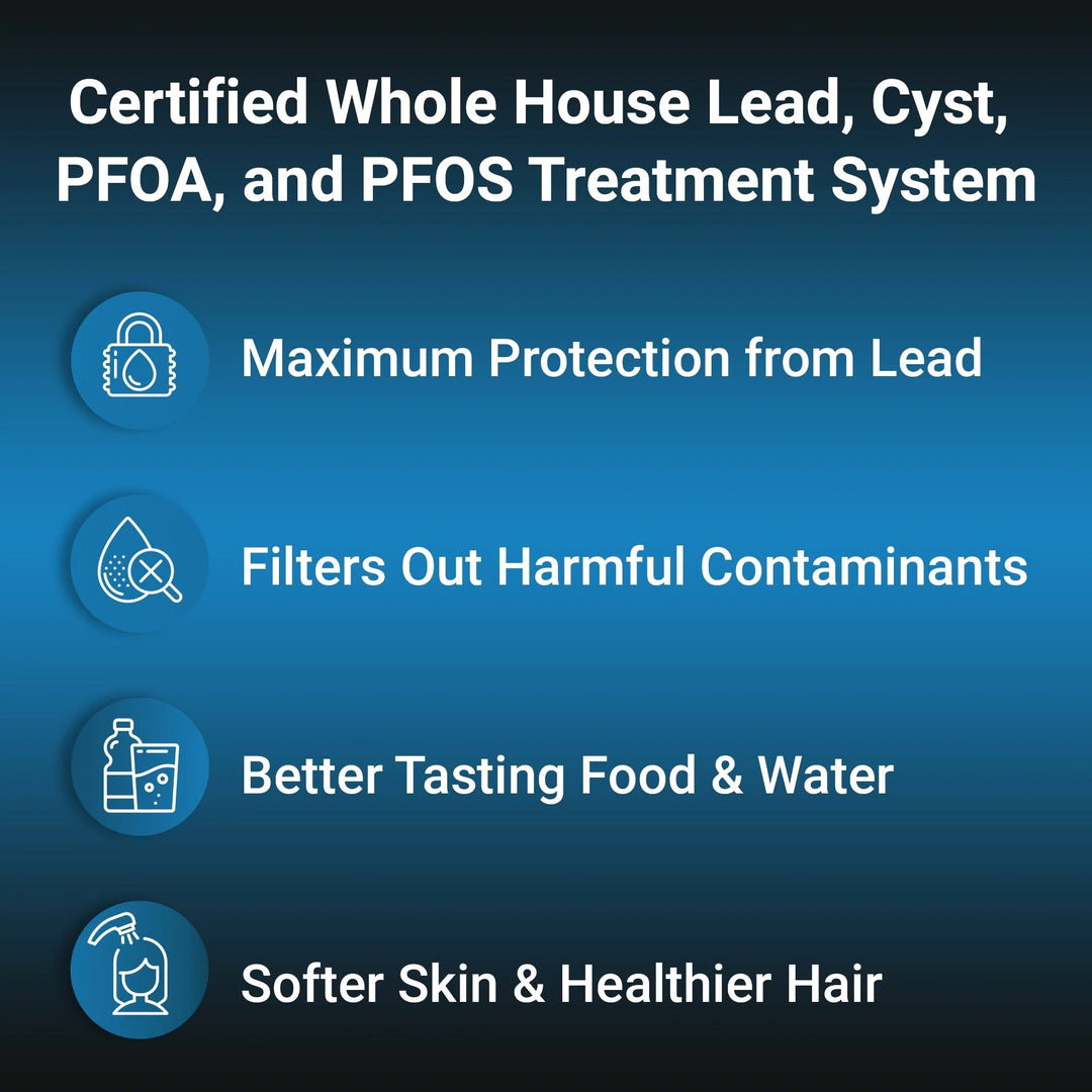 RKIN OP1L Certified Whole House Lead, Cyst, PFOA, and PFOS Water Filter System