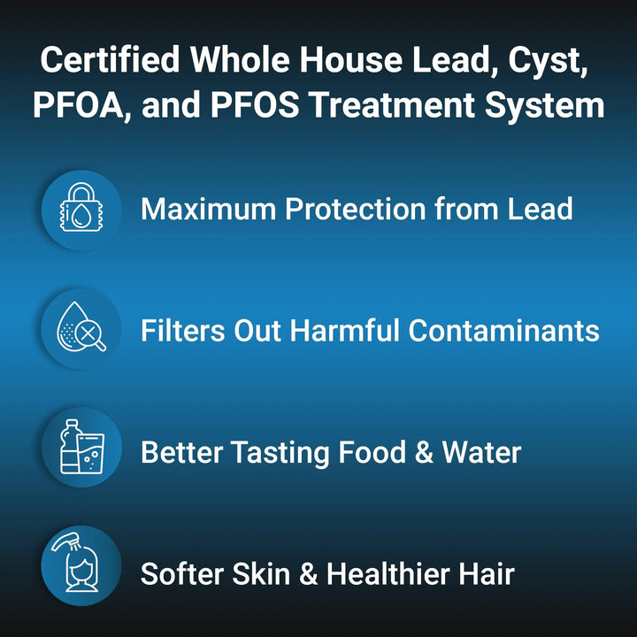 RKIN OP1L Certified Whole House Lead, Cyst, PFOA, and PFOS Water Filter System