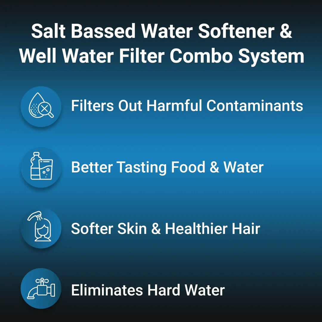 RKIN Whole House Iron, Sulfur &amp; Manganese Water Filter with Salt-Based Water Softener