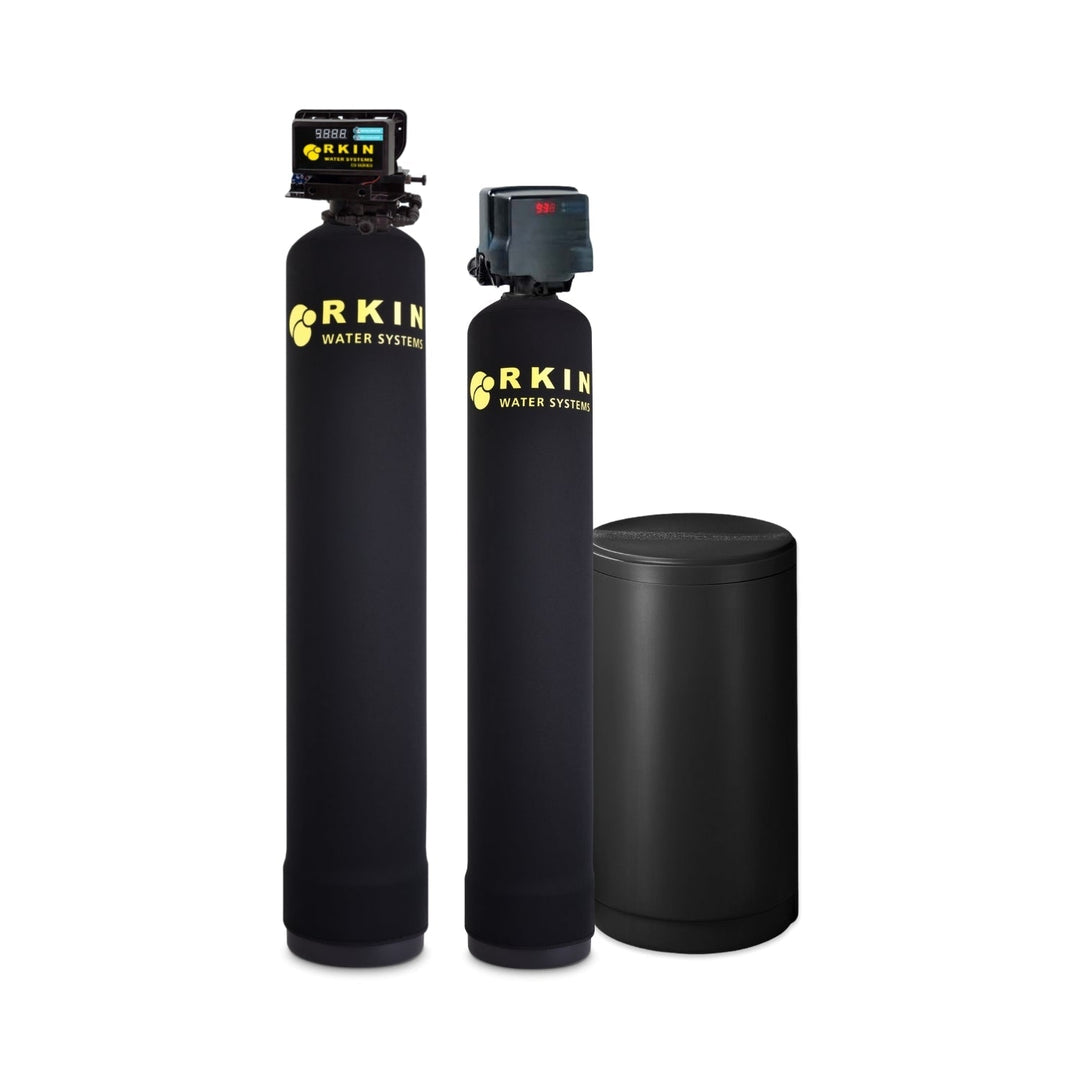 RKIN Whole House Iron, Sulfur &amp; Manganese Water Filter with Salt-Based Water Softener